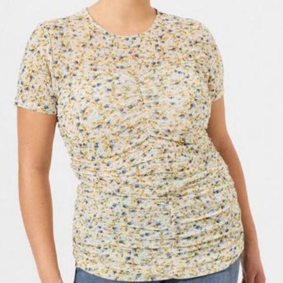 NWT Torrid Stretch Mesh Crew Neck Ruched Top - Picture 1 of 5